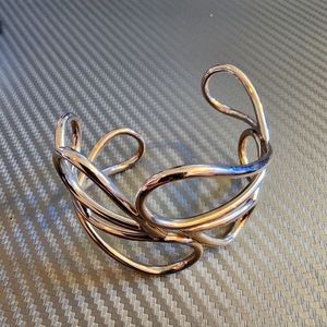 Silver Bangle Bracelet Teardrop Love Cuff- large